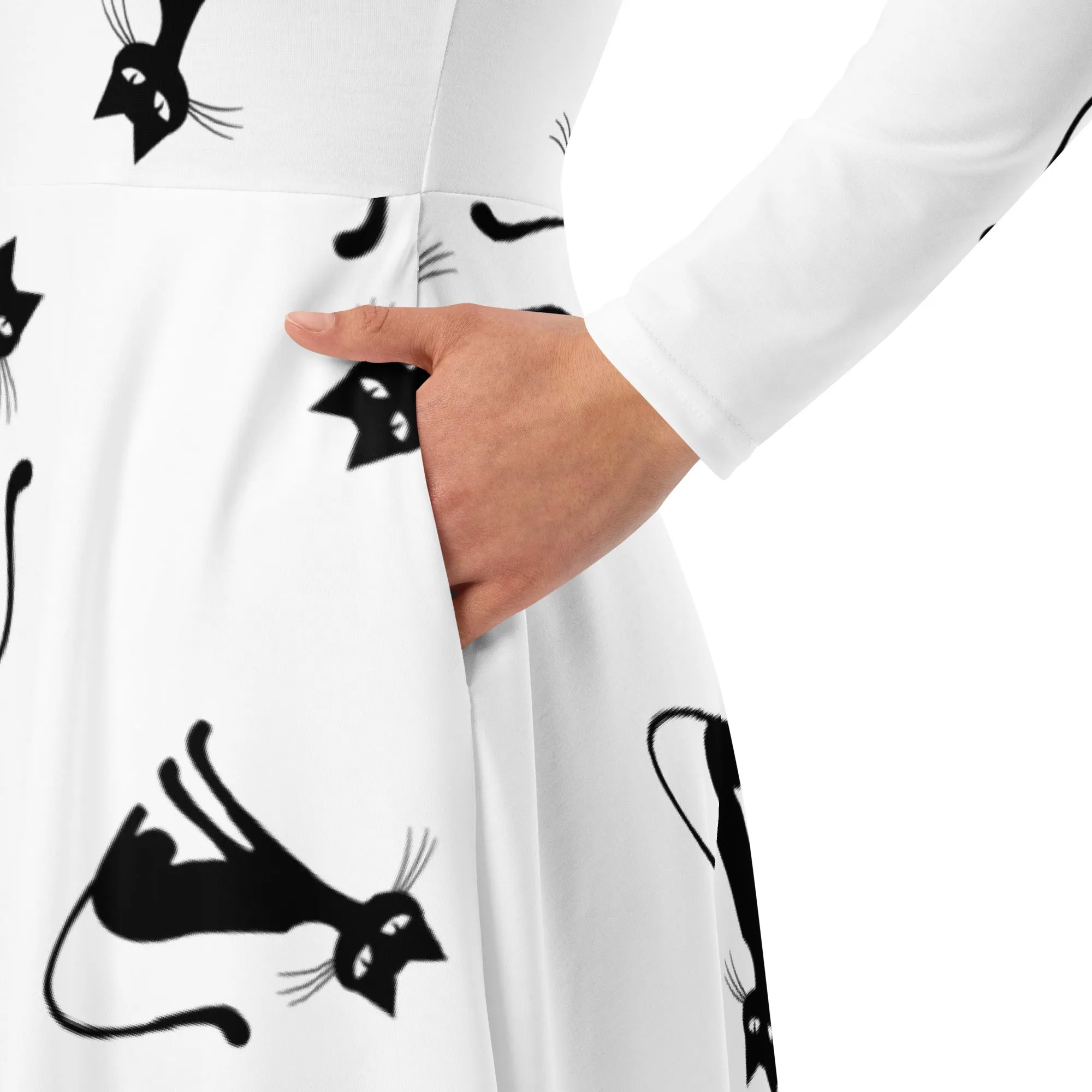 All-over print long sleeve midi dress