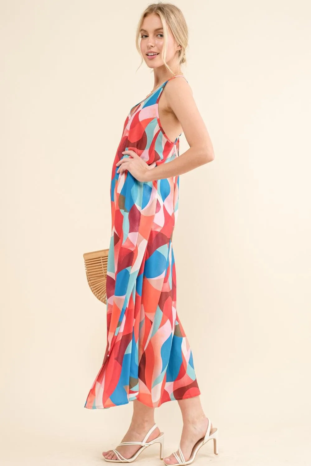 And the Why Printed Crisscross Back Cami Dress