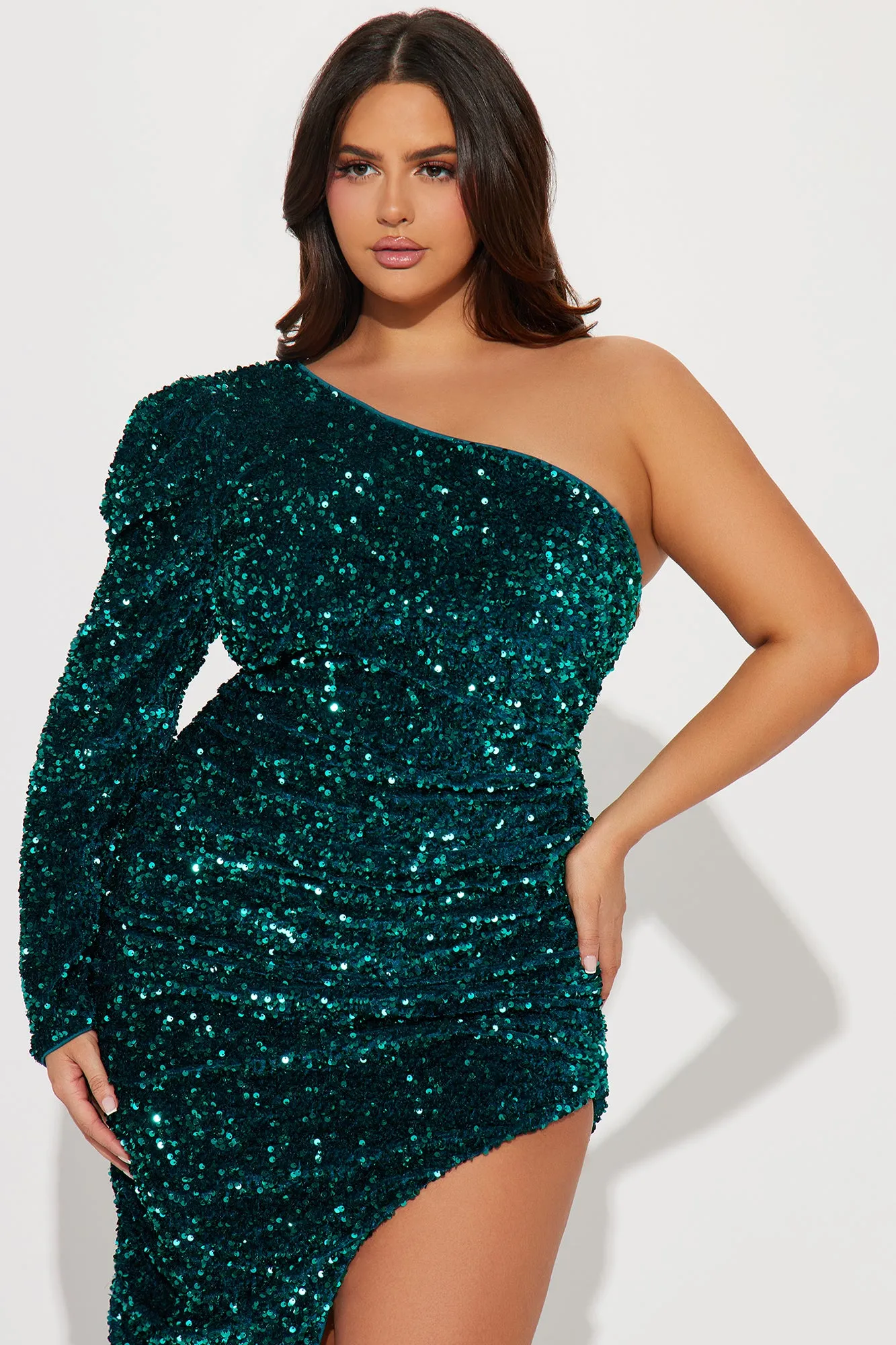 At The Gala Sequin Gown - Teal