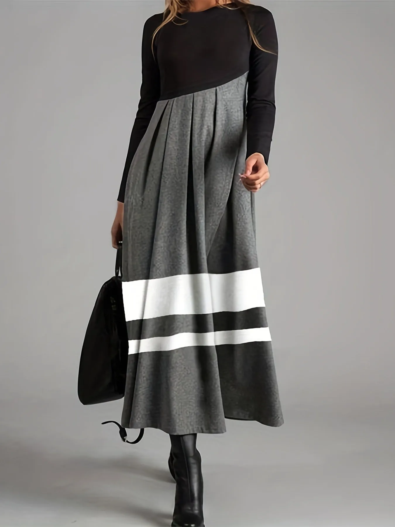 Autumn And Winter New Round-neck Long-sleeved Dress