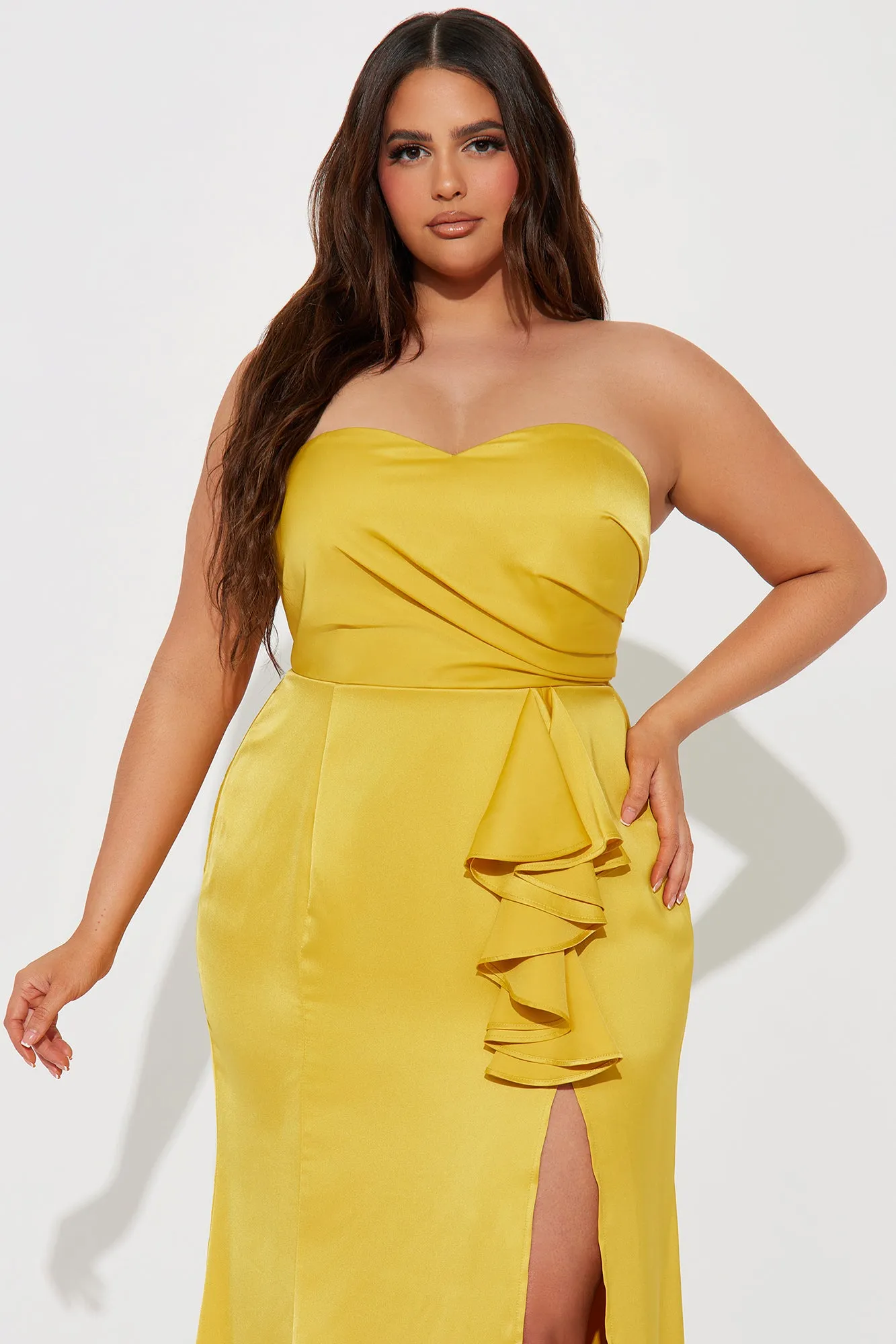 Best For Last Satin Maxi Dress - Mustard