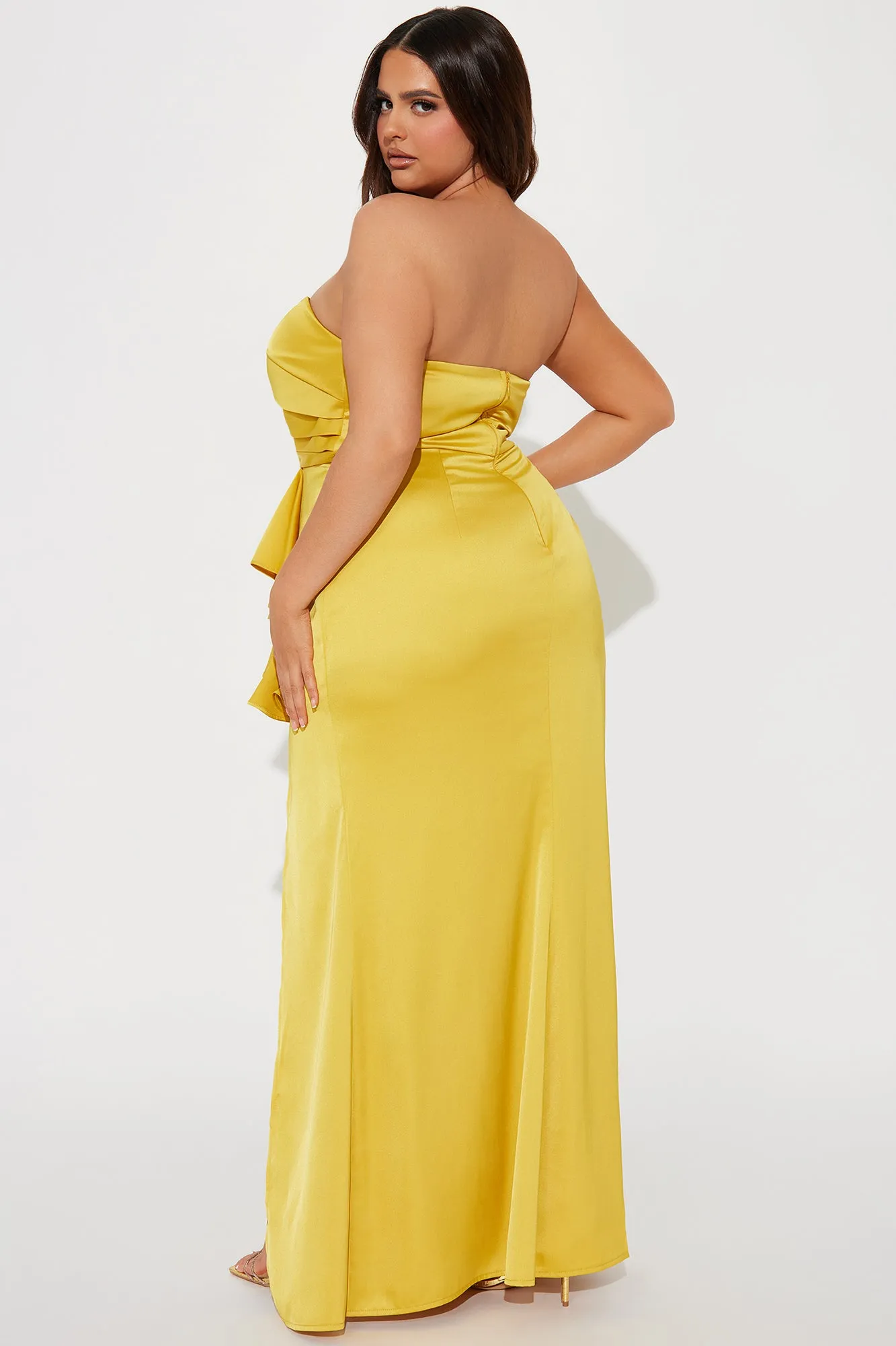 Best For Last Satin Maxi Dress - Mustard