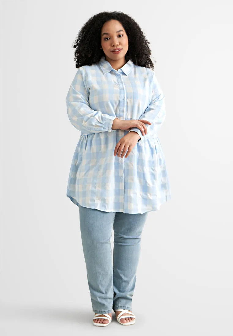 Bethany Pocket Checkered Long Blouse