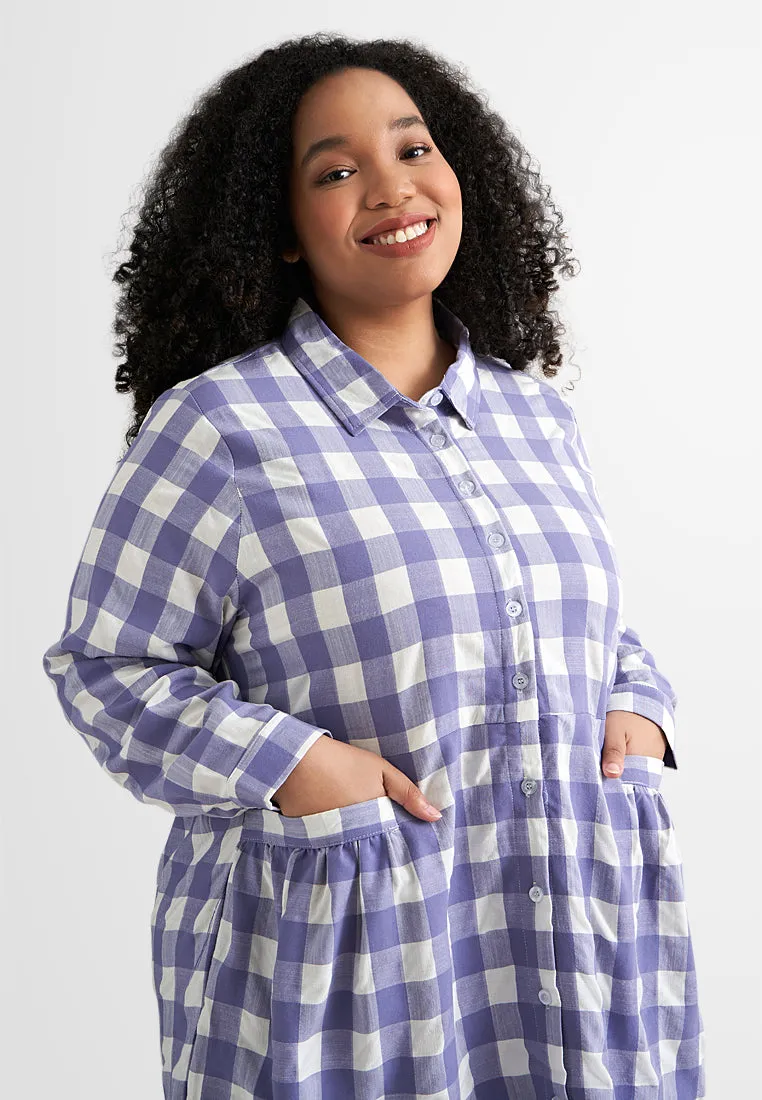 Bethany Pocket Checkered Long Blouse