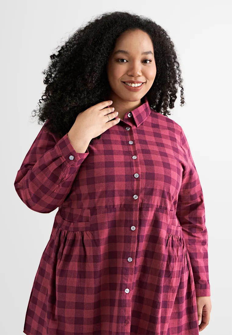 Bethany Pocket Checkered Long Blouse