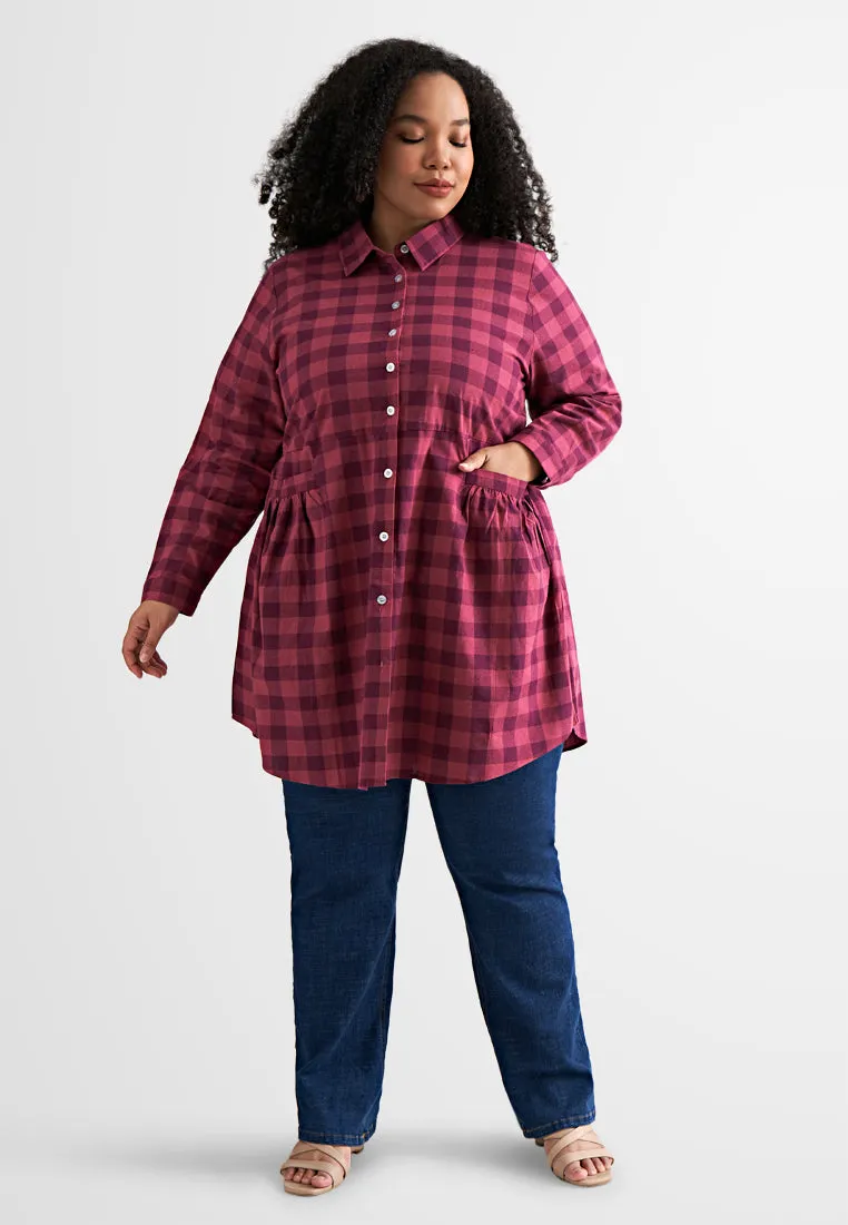 Bethany Pocket Checkered Long Blouse