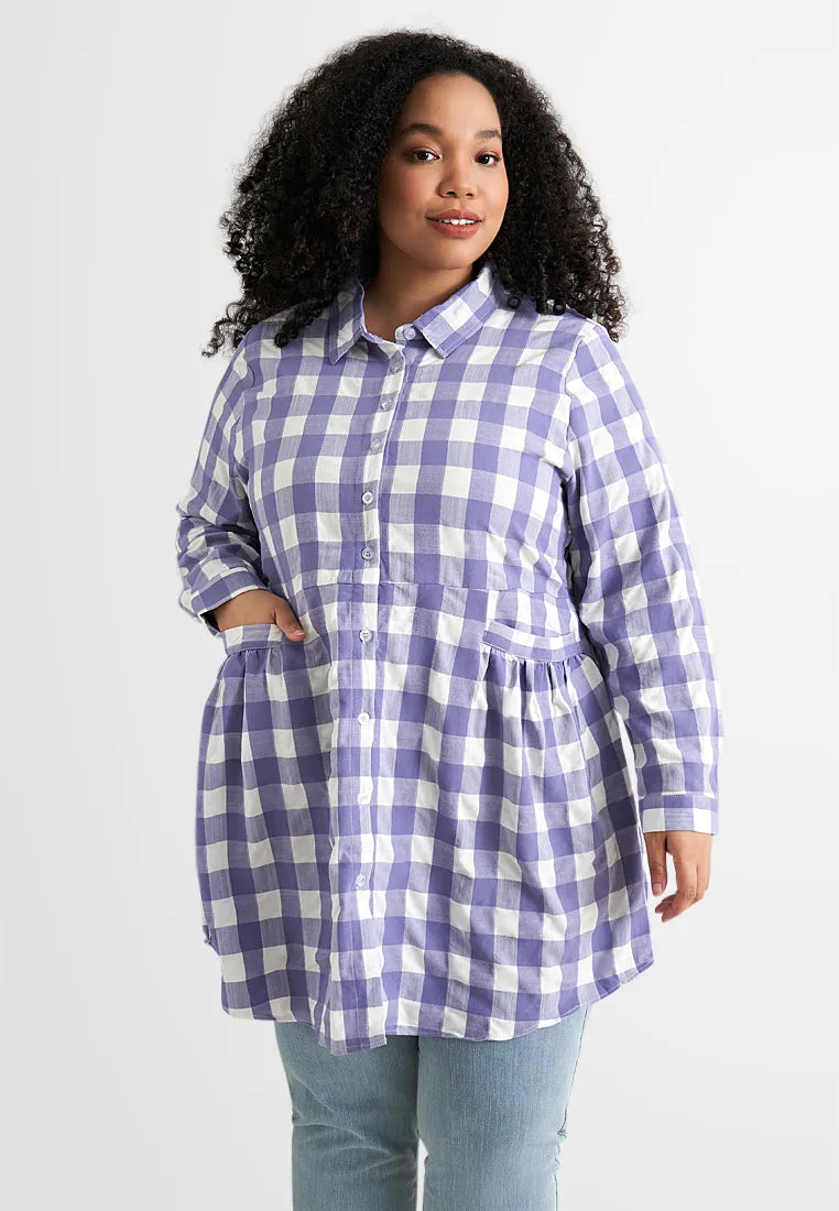 Bethany Pocket Checkered Long Blouse