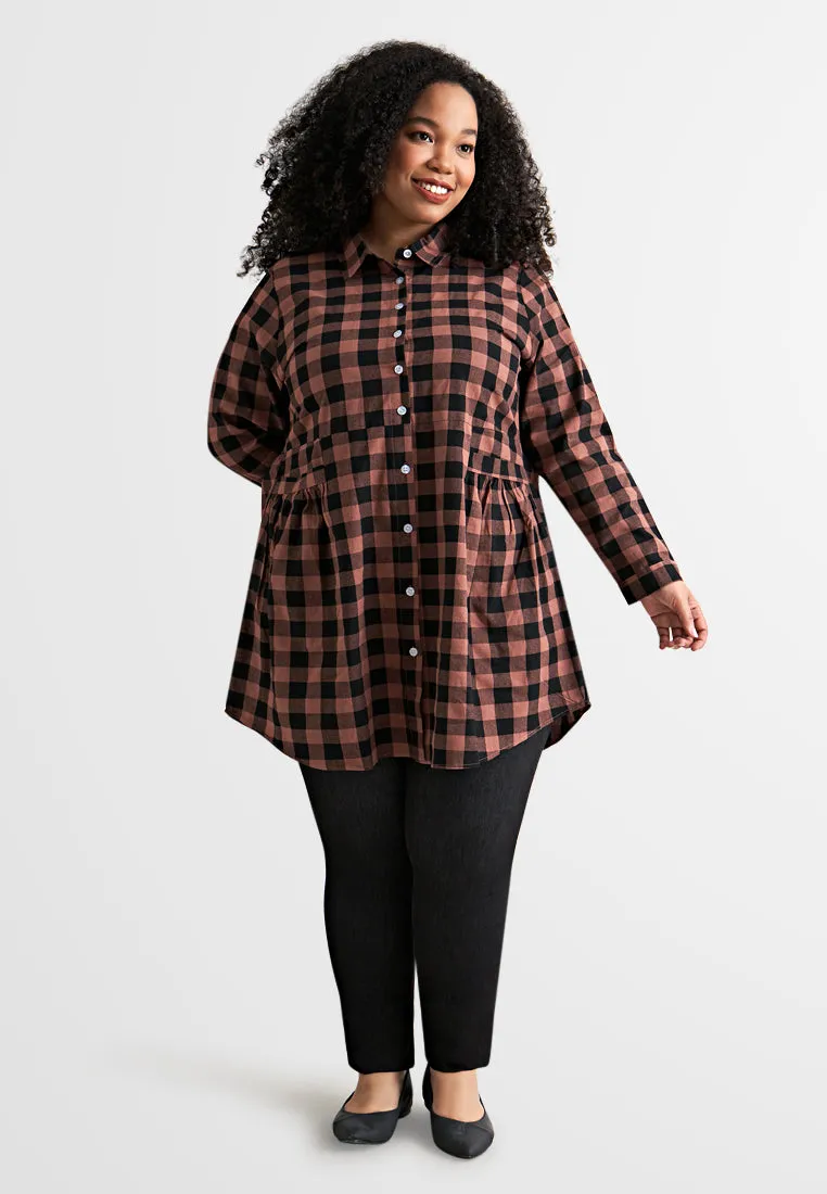 Bethany Pocket Checkered Long Blouse