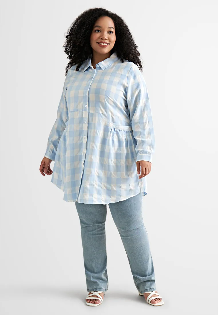 Bethany Pocket Checkered Long Blouse