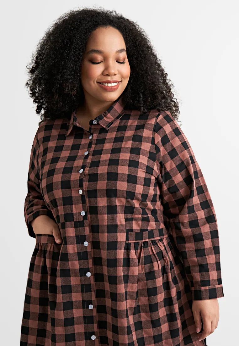 Bethany Pocket Checkered Long Blouse