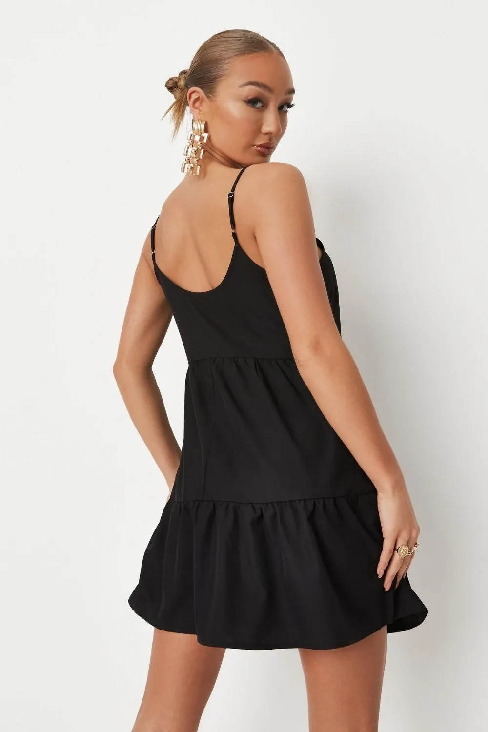 Black cami tiered smock dress