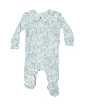 Blue Meadow Floral Smocked Peter Pan Footie