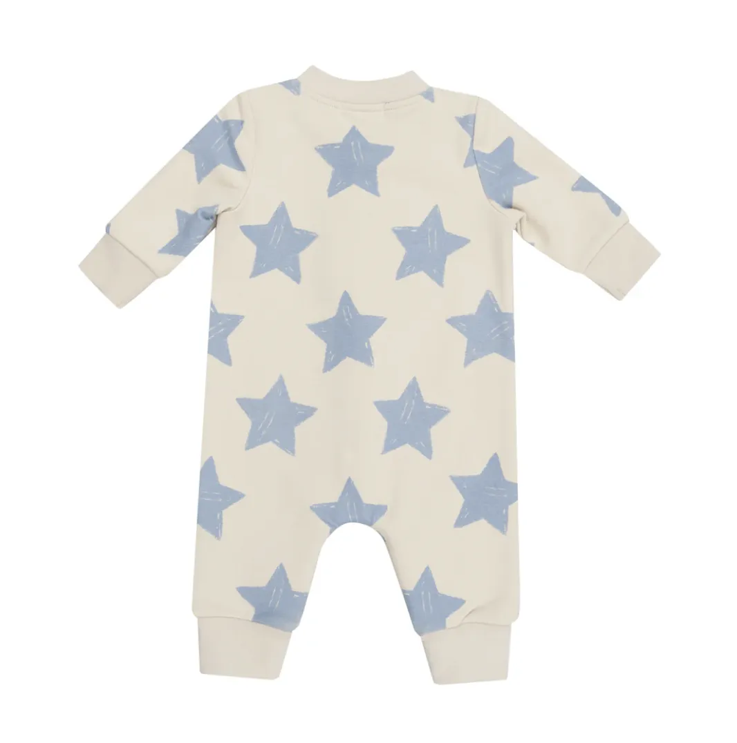 Blue Stars Baseball Collar Romper