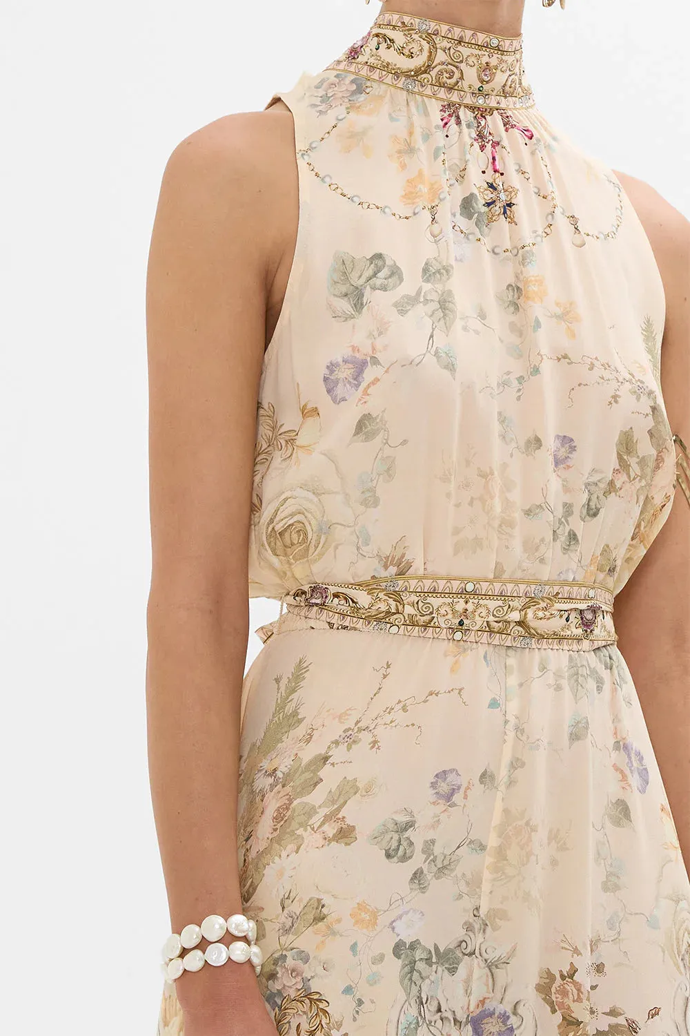 CAMILLA | ADORNED IN ANTIQUITY NECKTIE DRESS WITH ELASTICATED WAIST