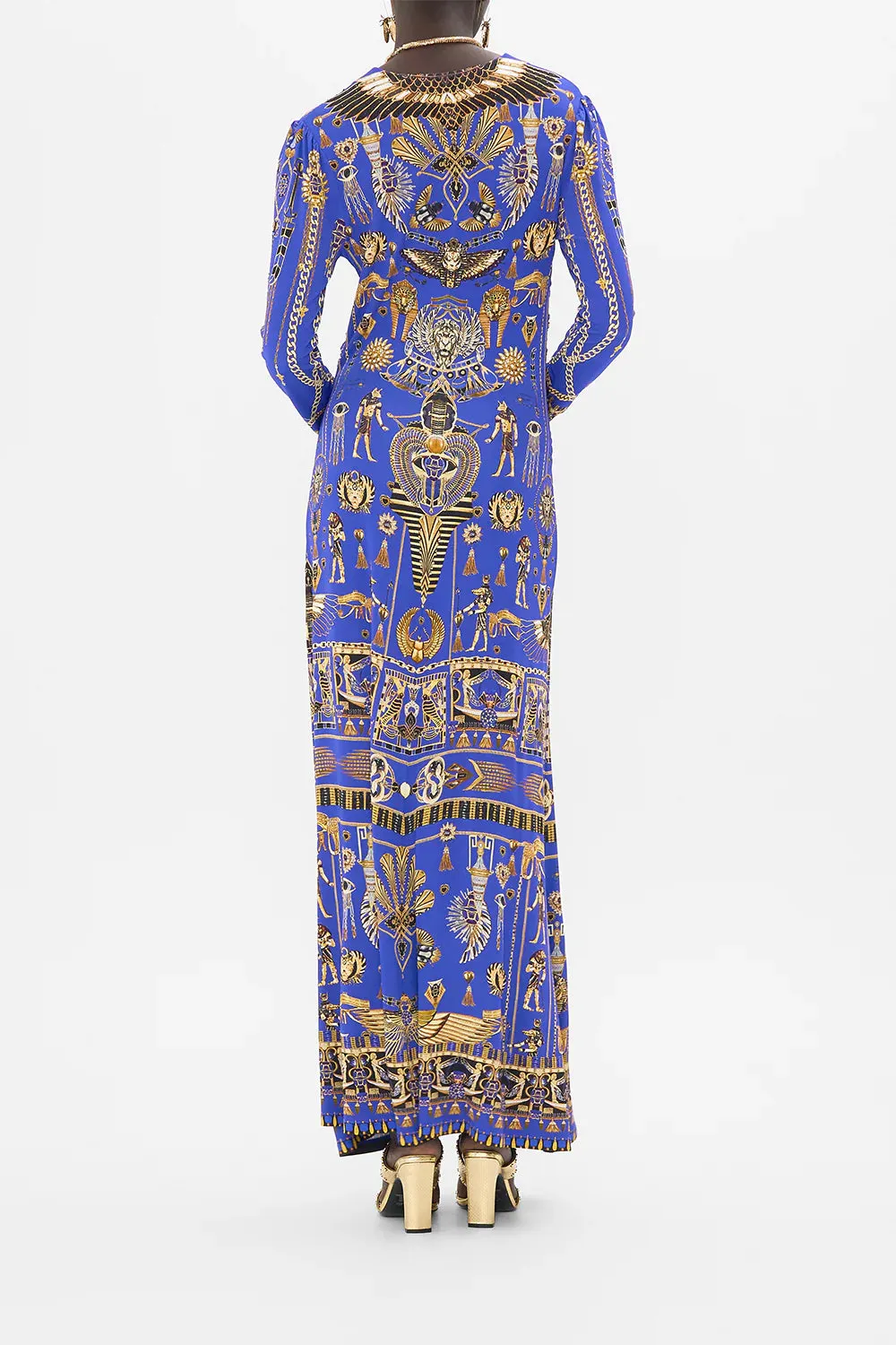 CAMILLA MY FAIR PHAROAH GATHERED JERSEY LONG DRESS