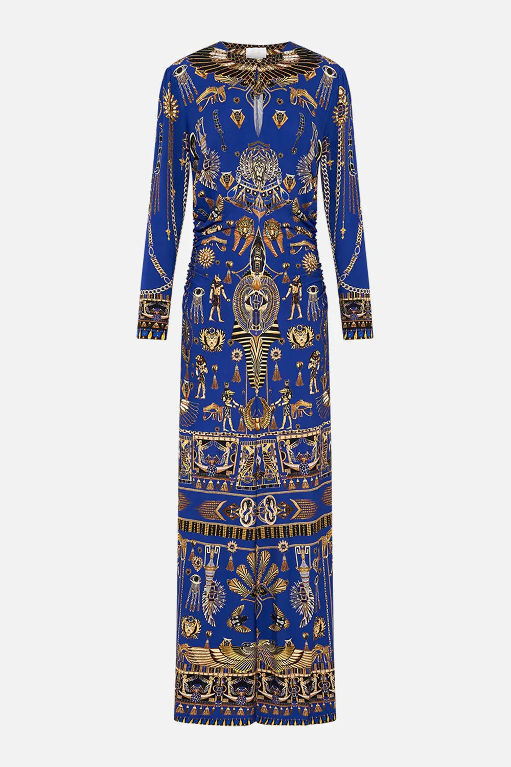 CAMILLA MY FAIR PHAROAH GATHERED JERSEY LONG DRESS