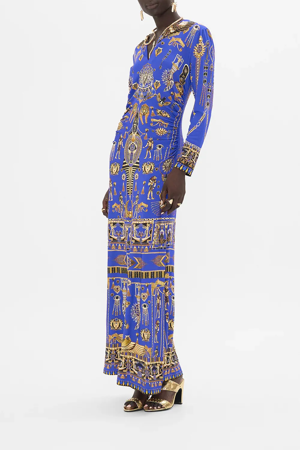 CAMILLA MY FAIR PHAROAH GATHERED JERSEY LONG DRESS