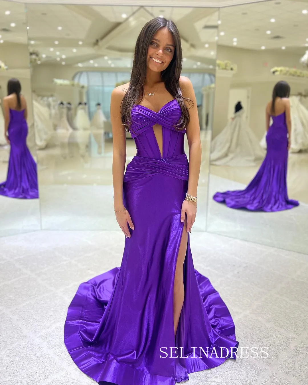 Chic Mermaid Sweetheart Long Prom Dresses Cheap Elegant Evening Dress sew0313