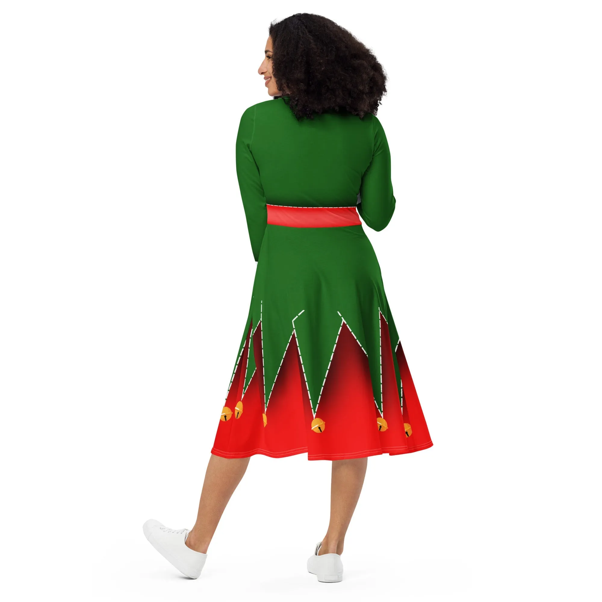 Christmas Elf long sleeve midi dress