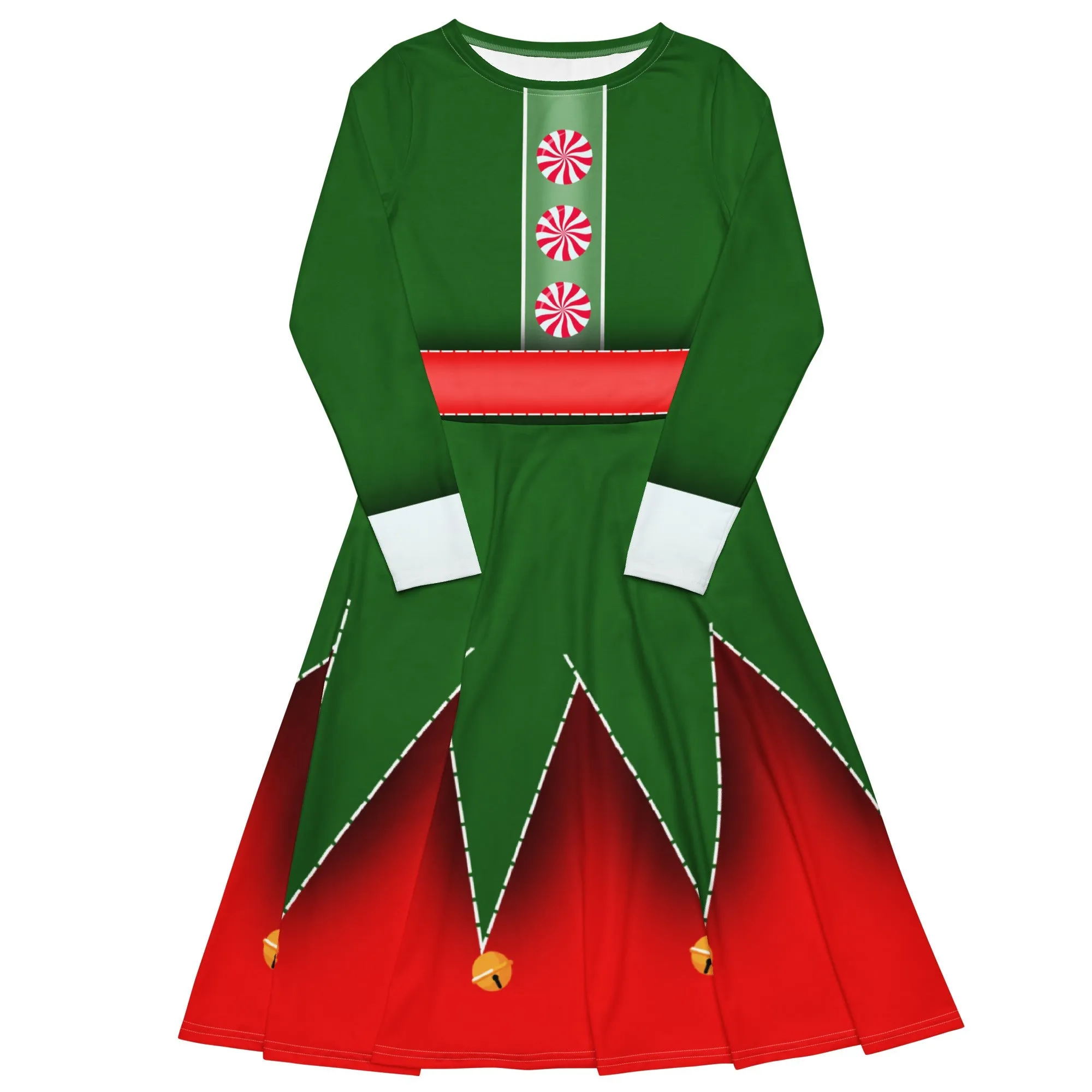 Christmas Elf long sleeve midi dress