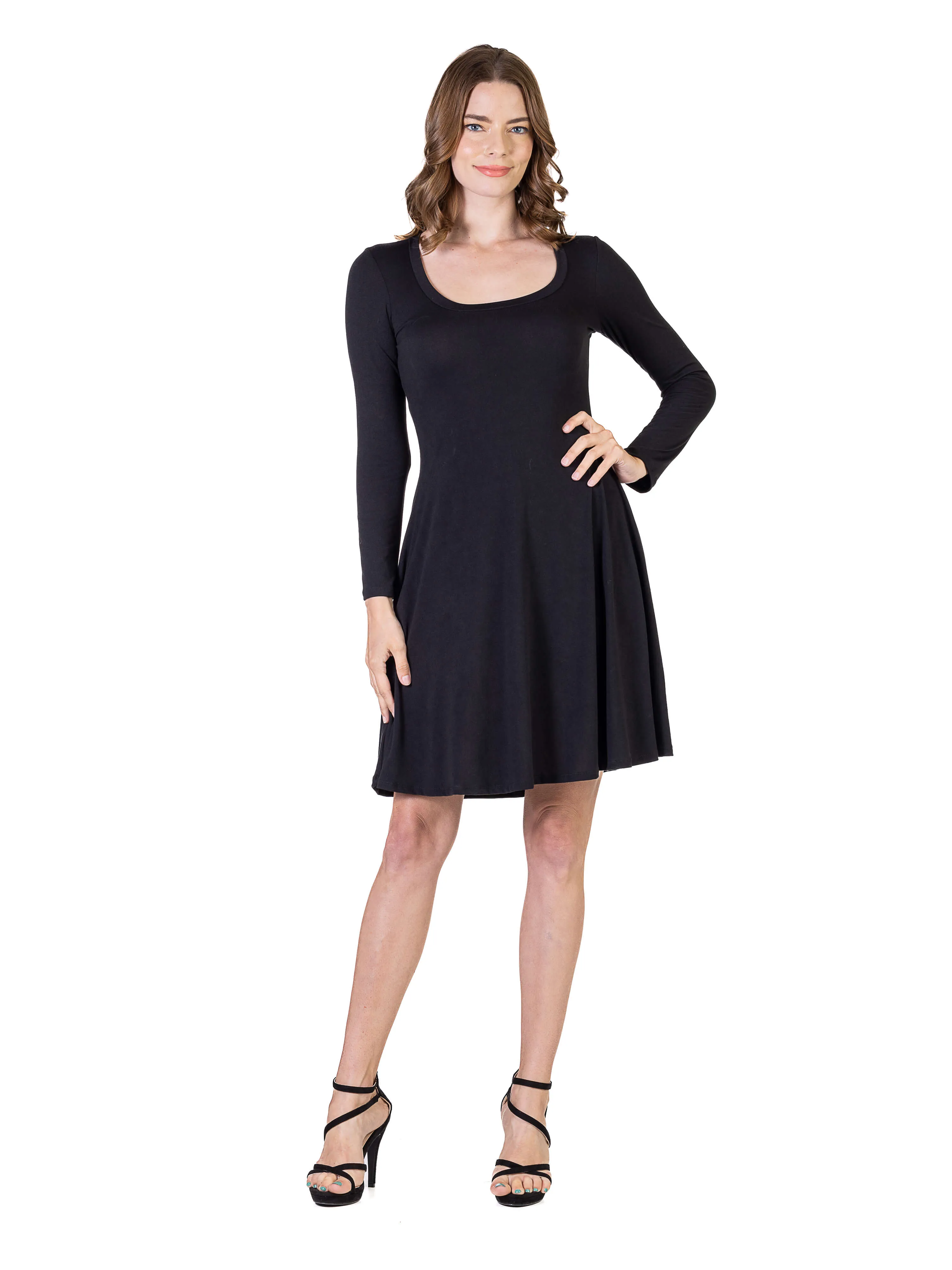 Classic Long Sleeve Flared Mini Dress