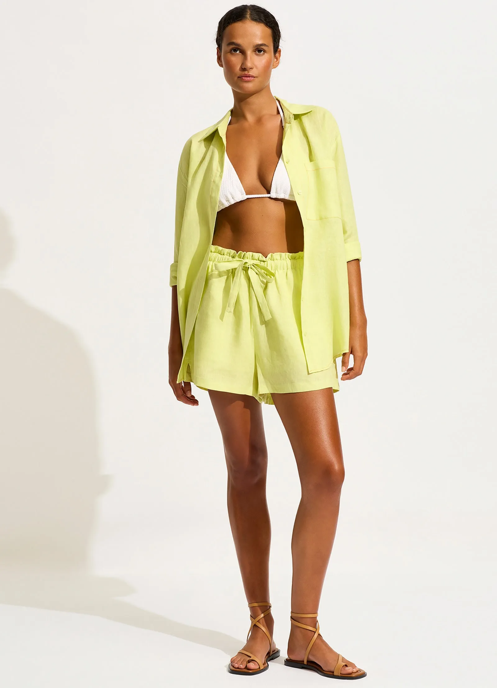 Corfu Contrast Stitch Shirt - Pistachio