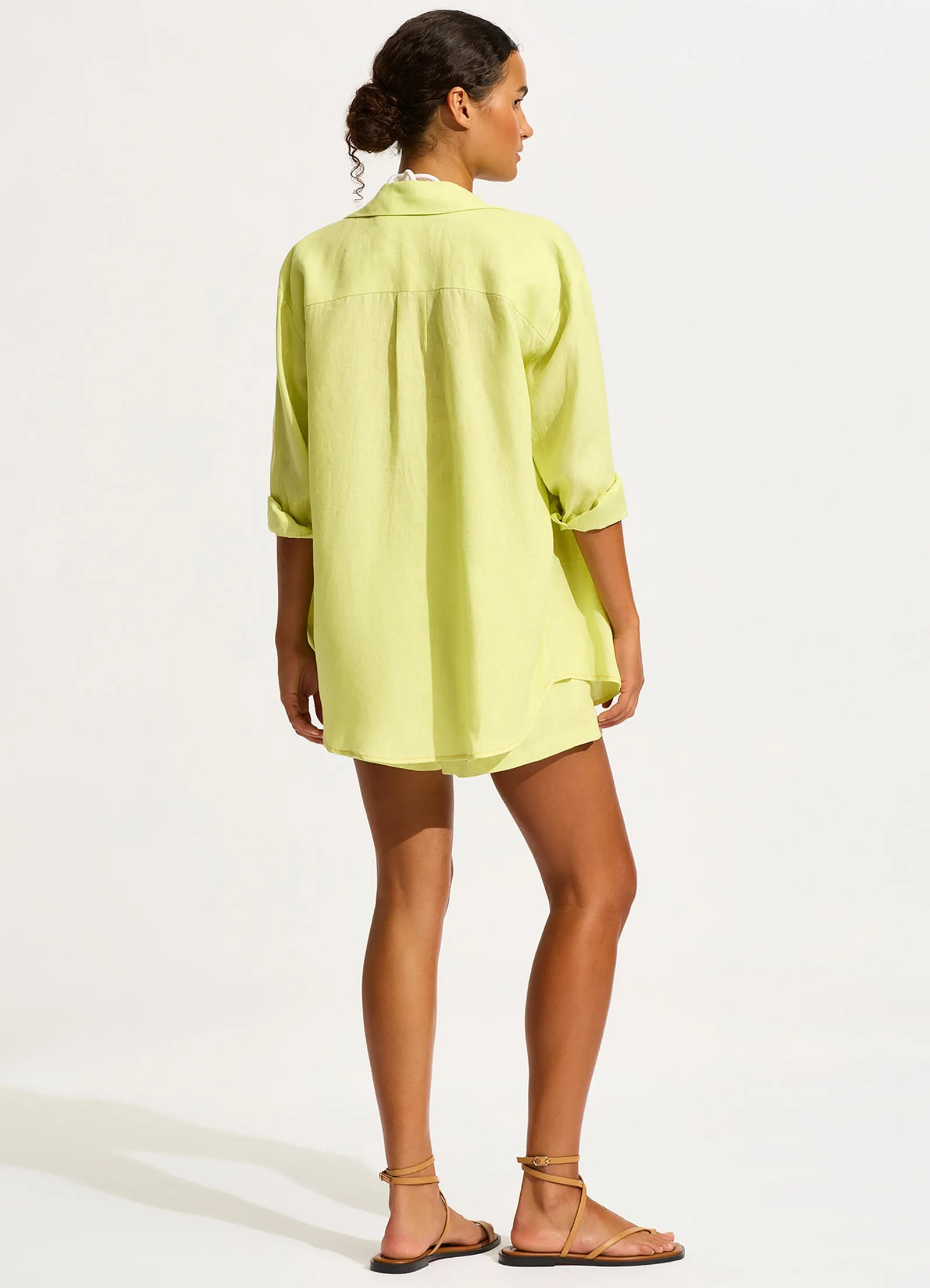 Corfu Contrast Stitch Shirt - Pistachio