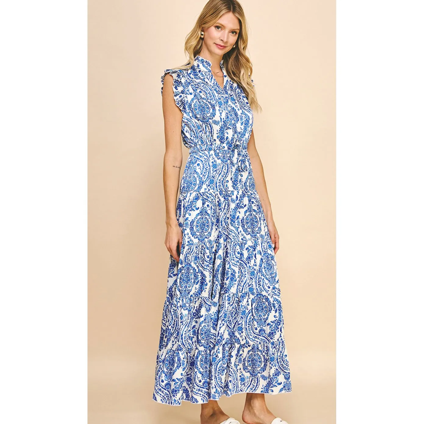 Cyrus Blue Paisley Maxi PINCH Dress