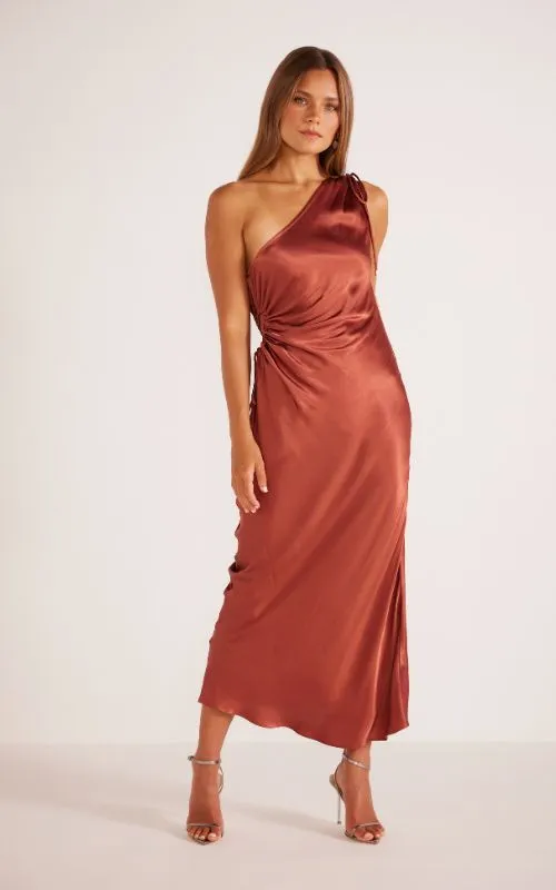 Gaia One Shoulder Dress Bronze