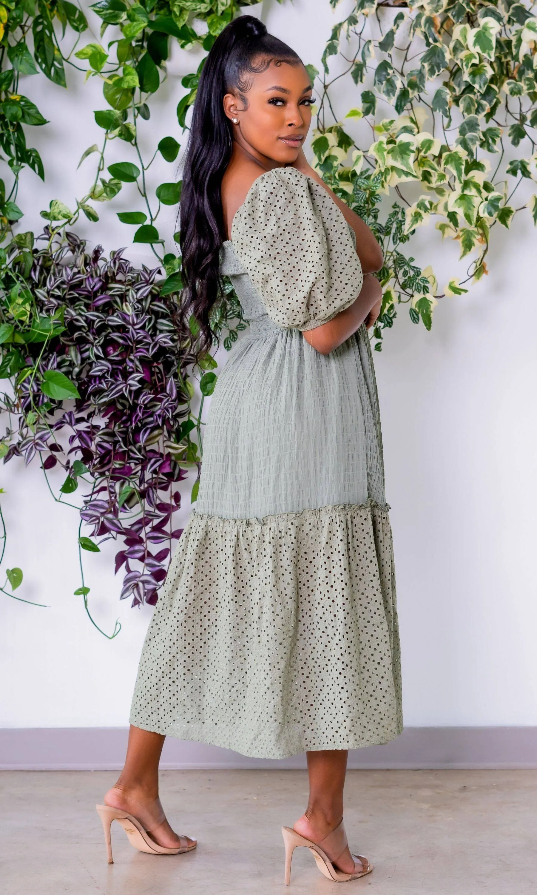 Girl Like Me | Midi Dress - Sage Green FINAL SALE