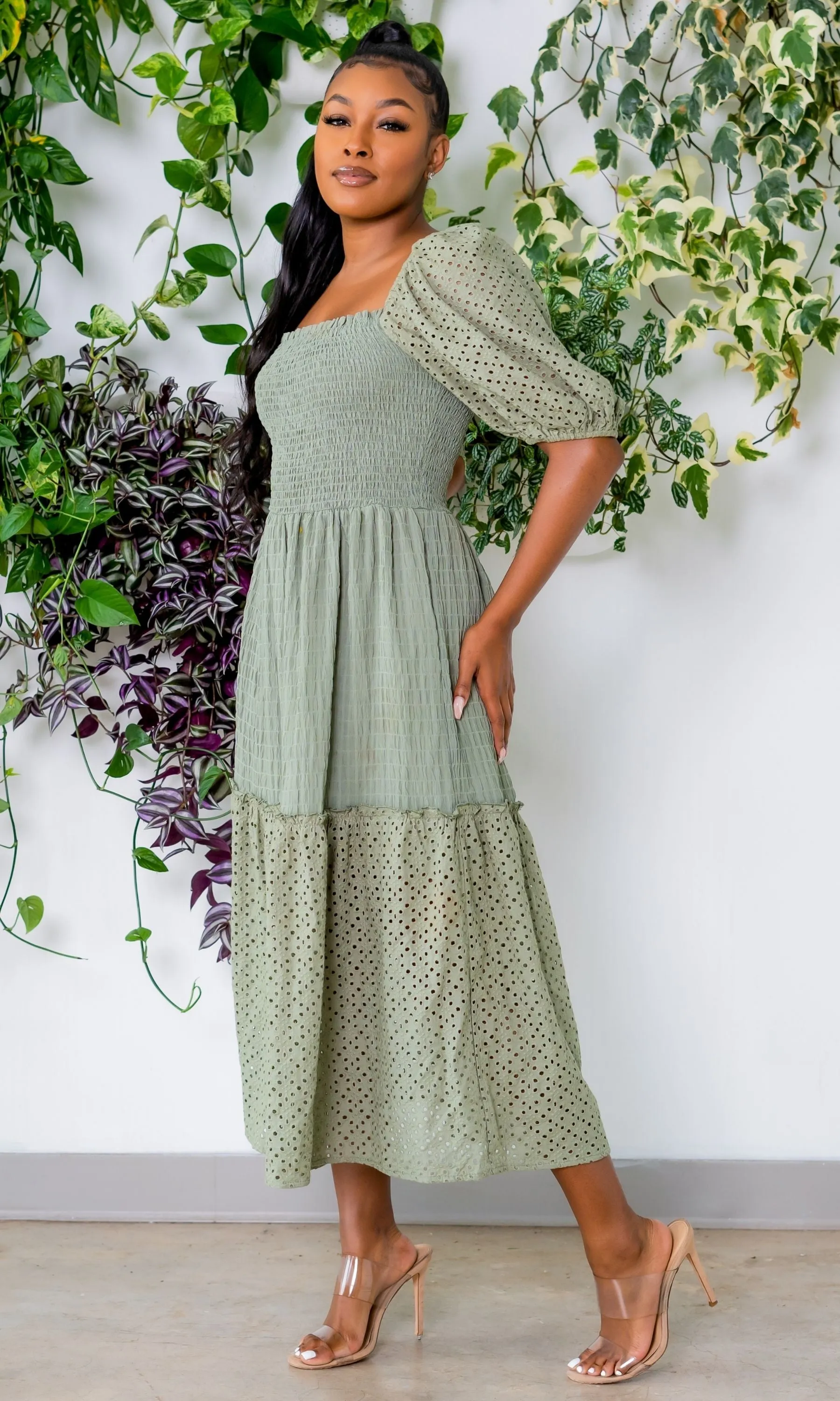 Girl Like Me | Midi Dress - Sage Green FINAL SALE