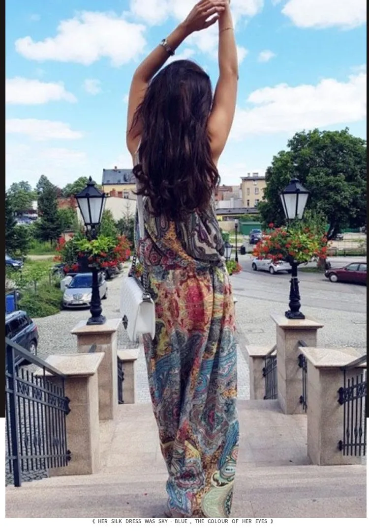 Halter Strapless Floral Bohemia Long Dress