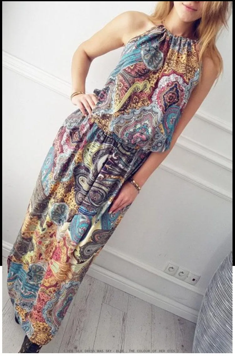 Halter Strapless Floral Bohemia Long Dress