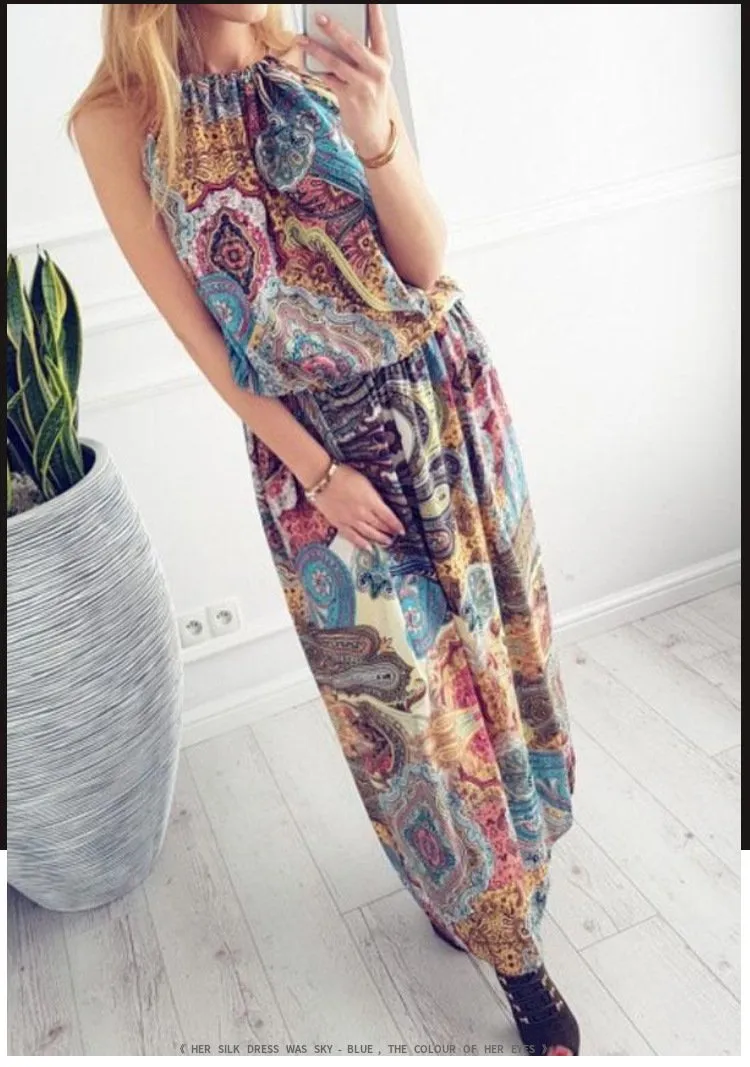 Halter Strapless Floral Bohemia Long Dress