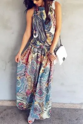 Halter Strapless Floral Bohemia Long Dress