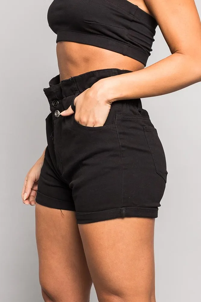 High Wasted Twill Shorts