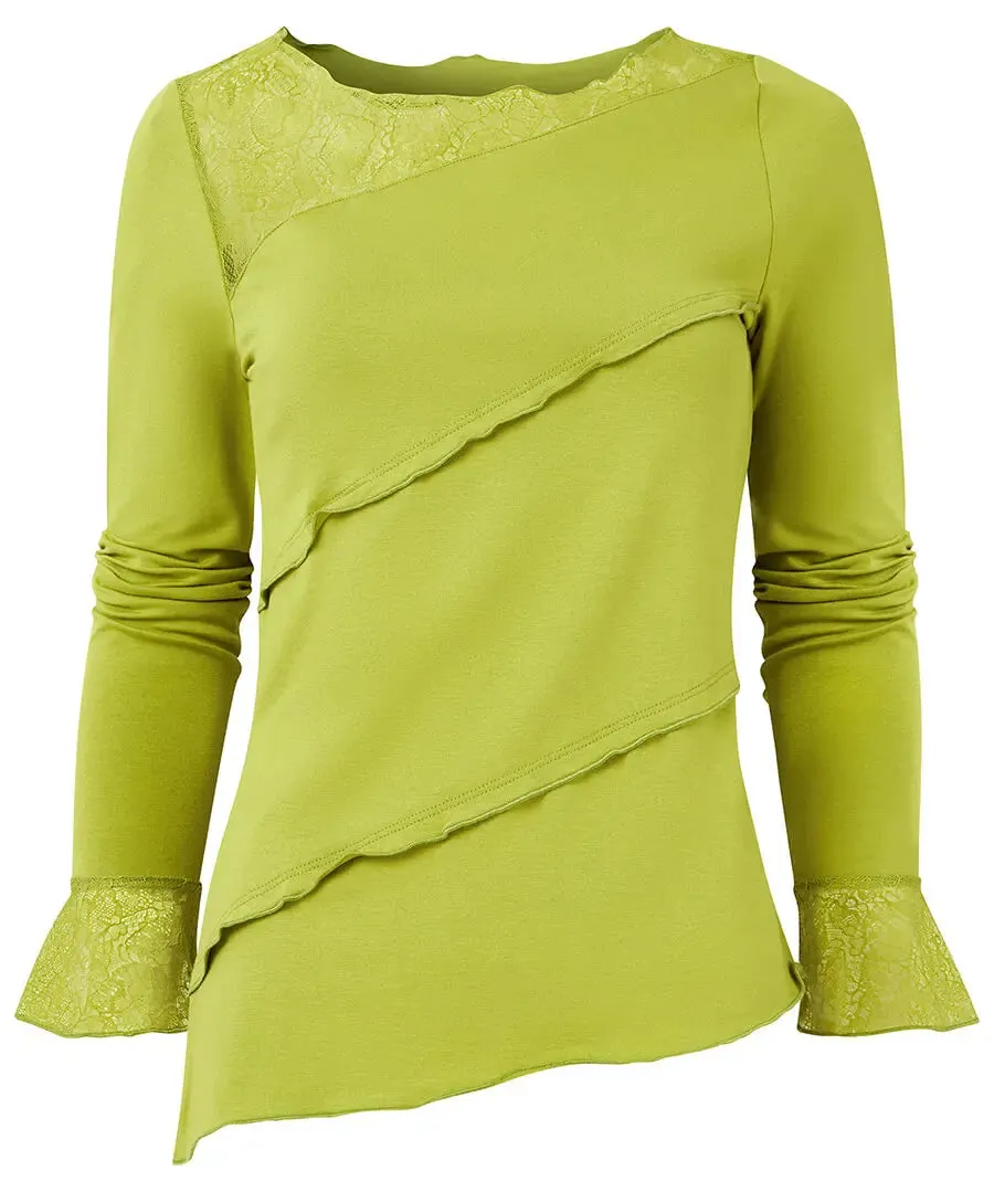 Joe Browns 12 Green Josie Lace Trim Top