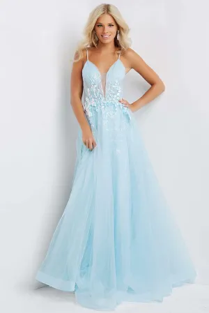 JVN by Jovani 07637 Light Blue Tulle A-Line Dress