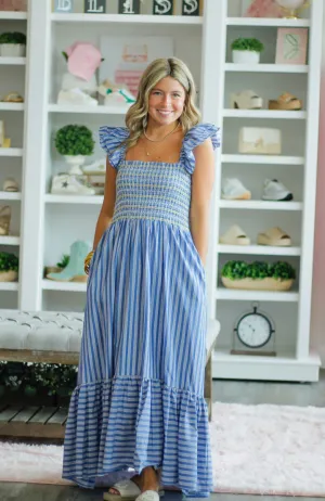 Karlie Stripe Smock Maxi Dress