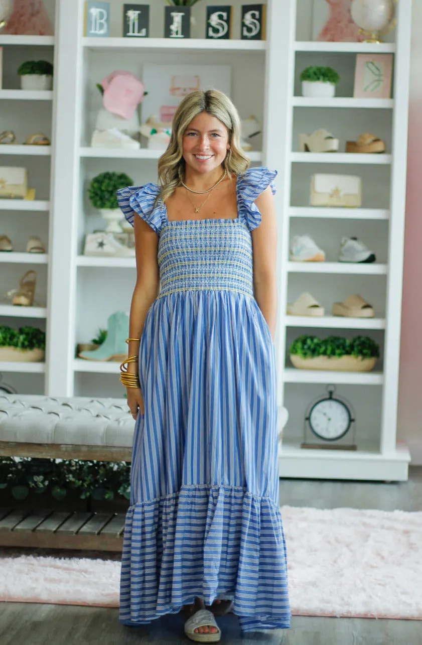 Karlie Stripe Smock Maxi Dress