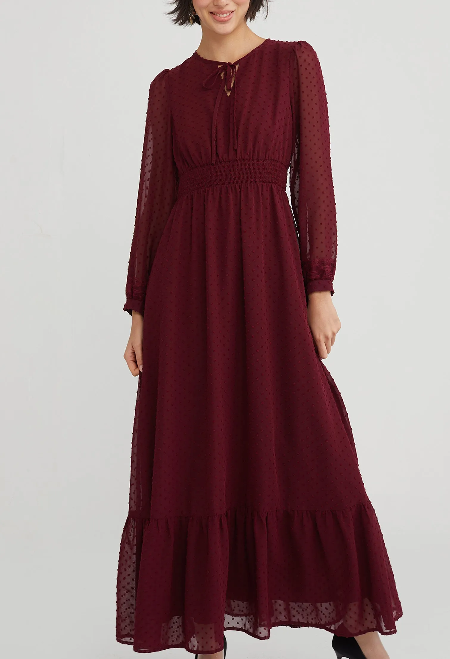 Key Hole Tiered Maxi Dress