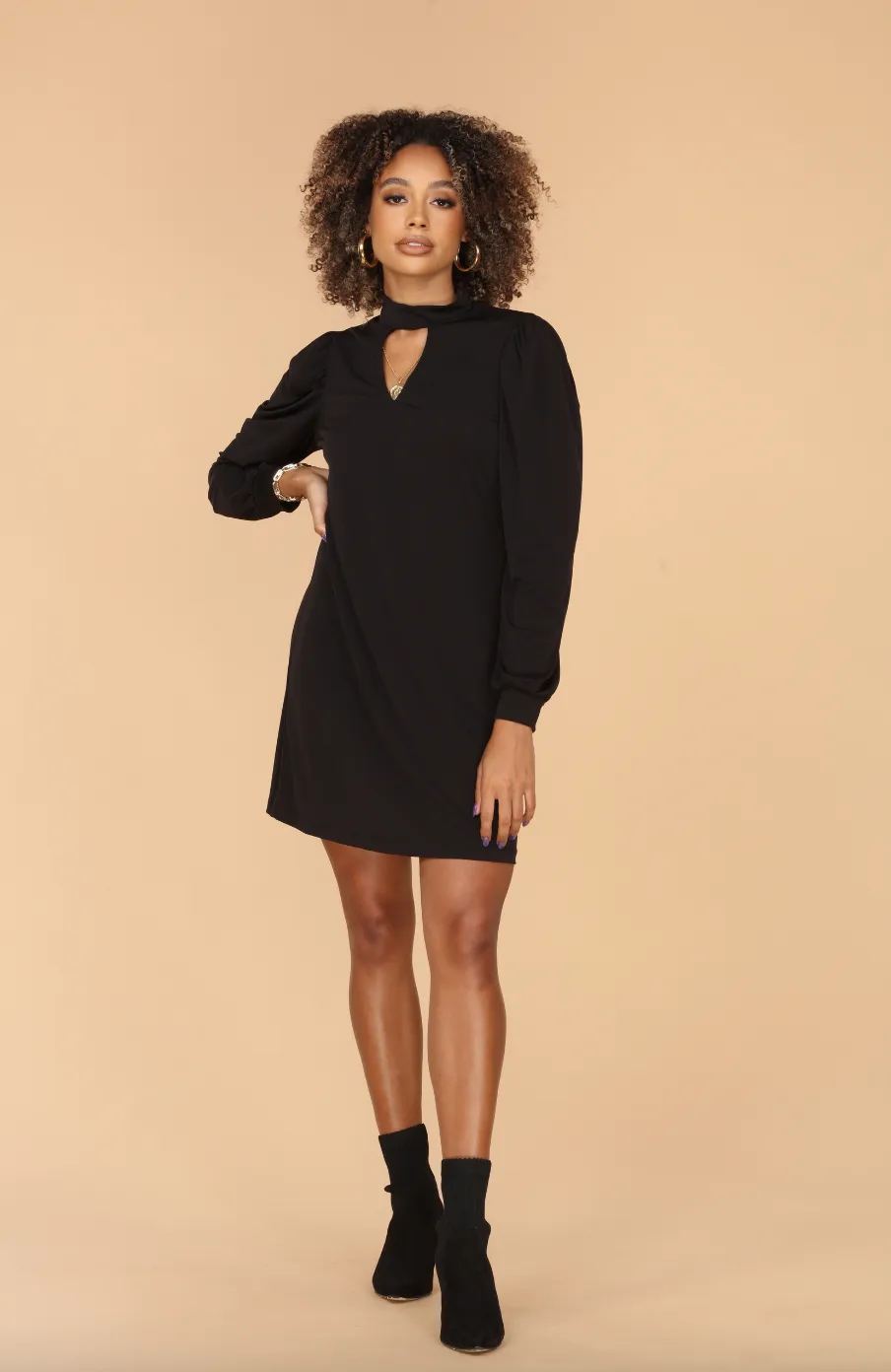 Keyhole Long Sleeve Dress