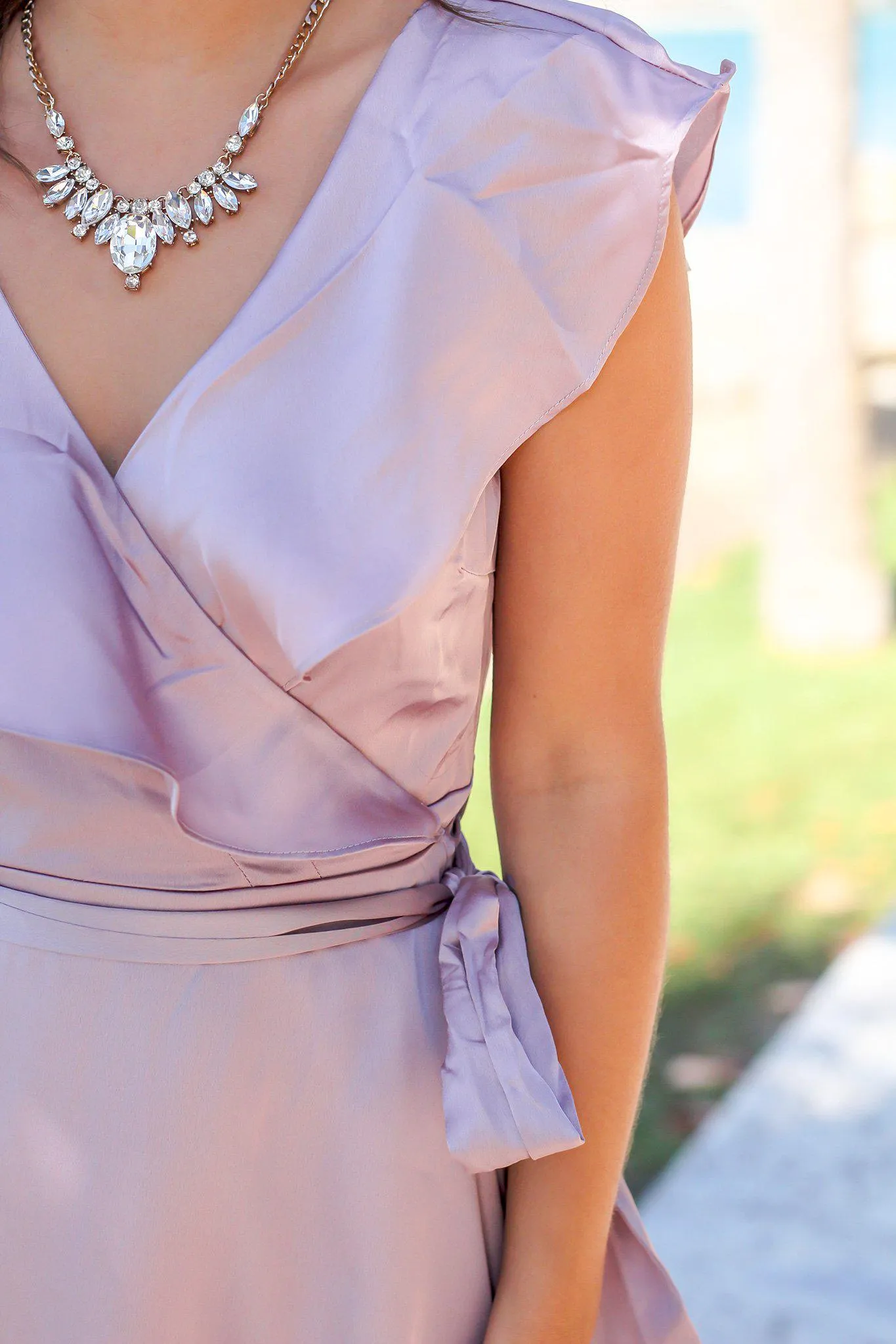 Mauve Wrap Dress with Ruffles