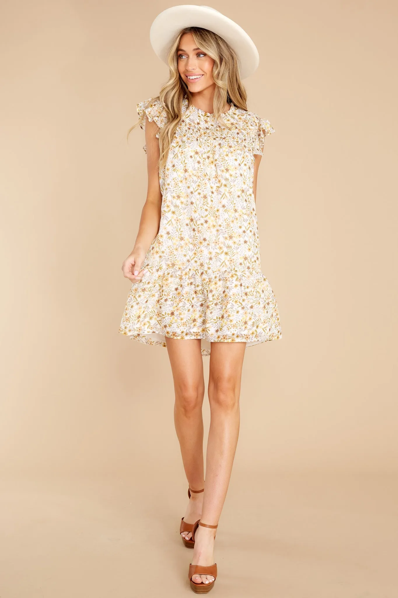 Morning Glow Natural Floral Print Dress