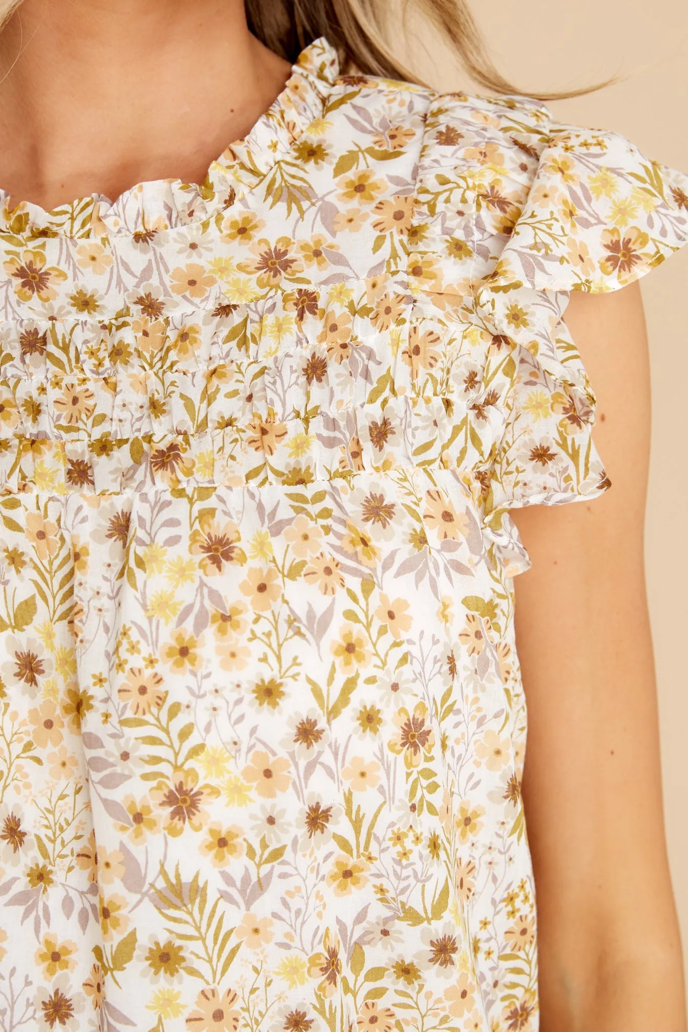 Morning Glow Natural Floral Print Dress