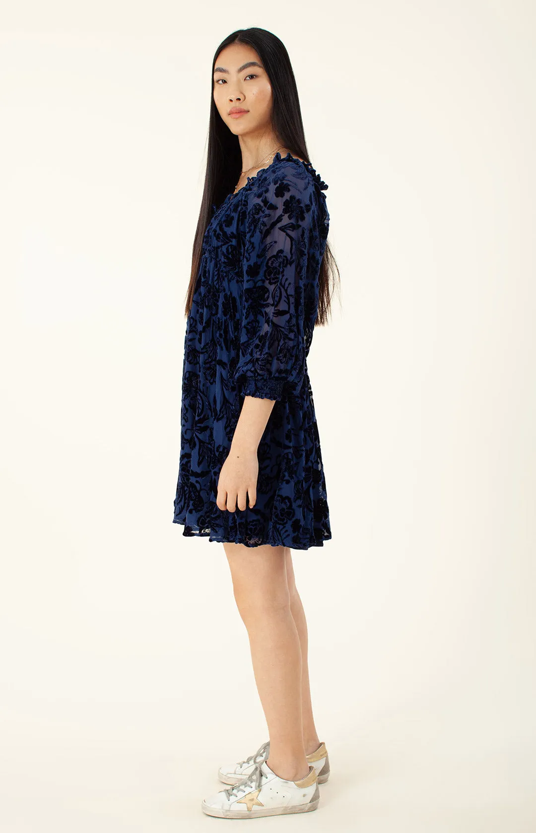 Narva Solid Velvet Burnout  Dress