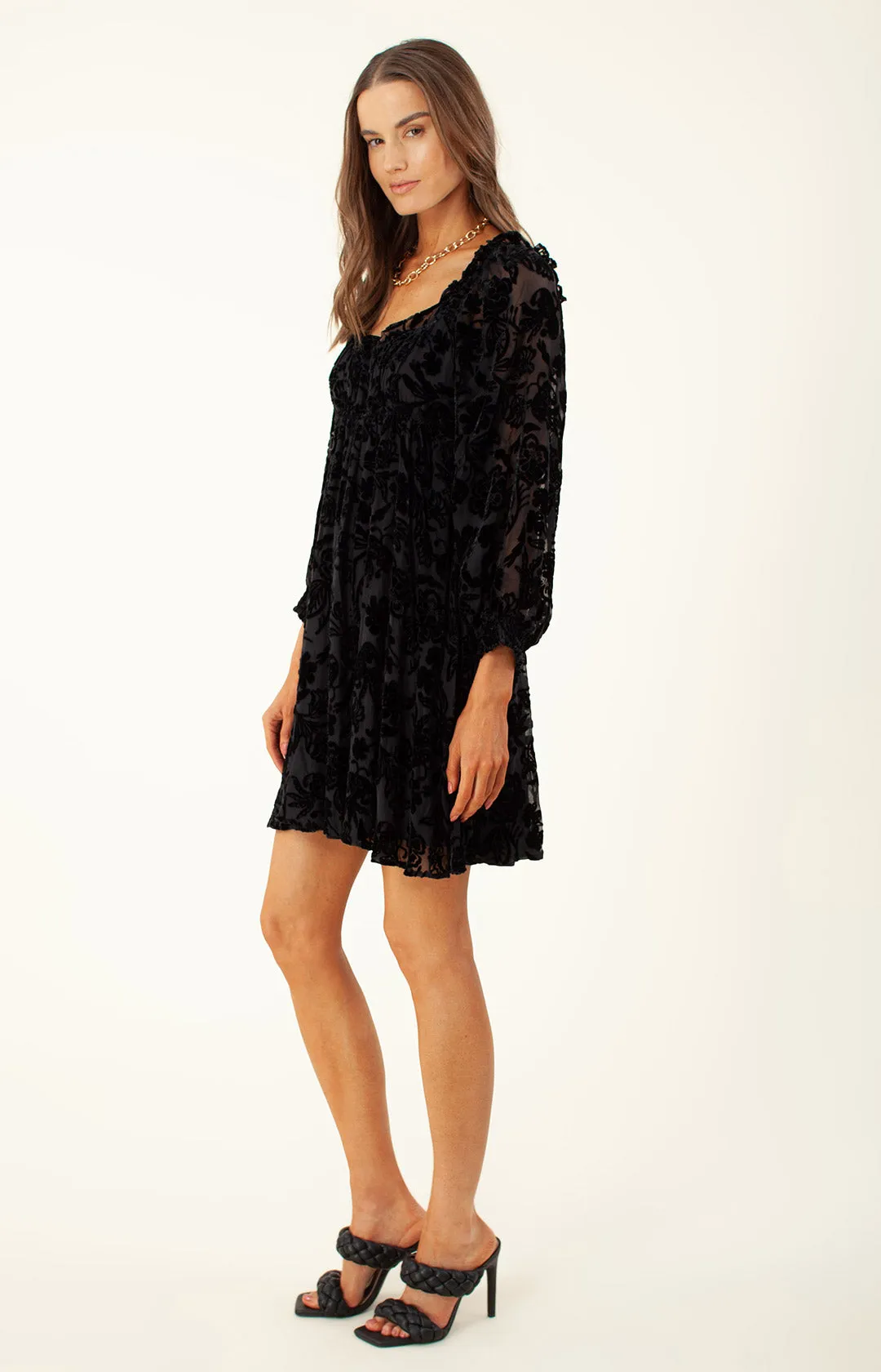 Narva Solid Velvet Burnout  Dress