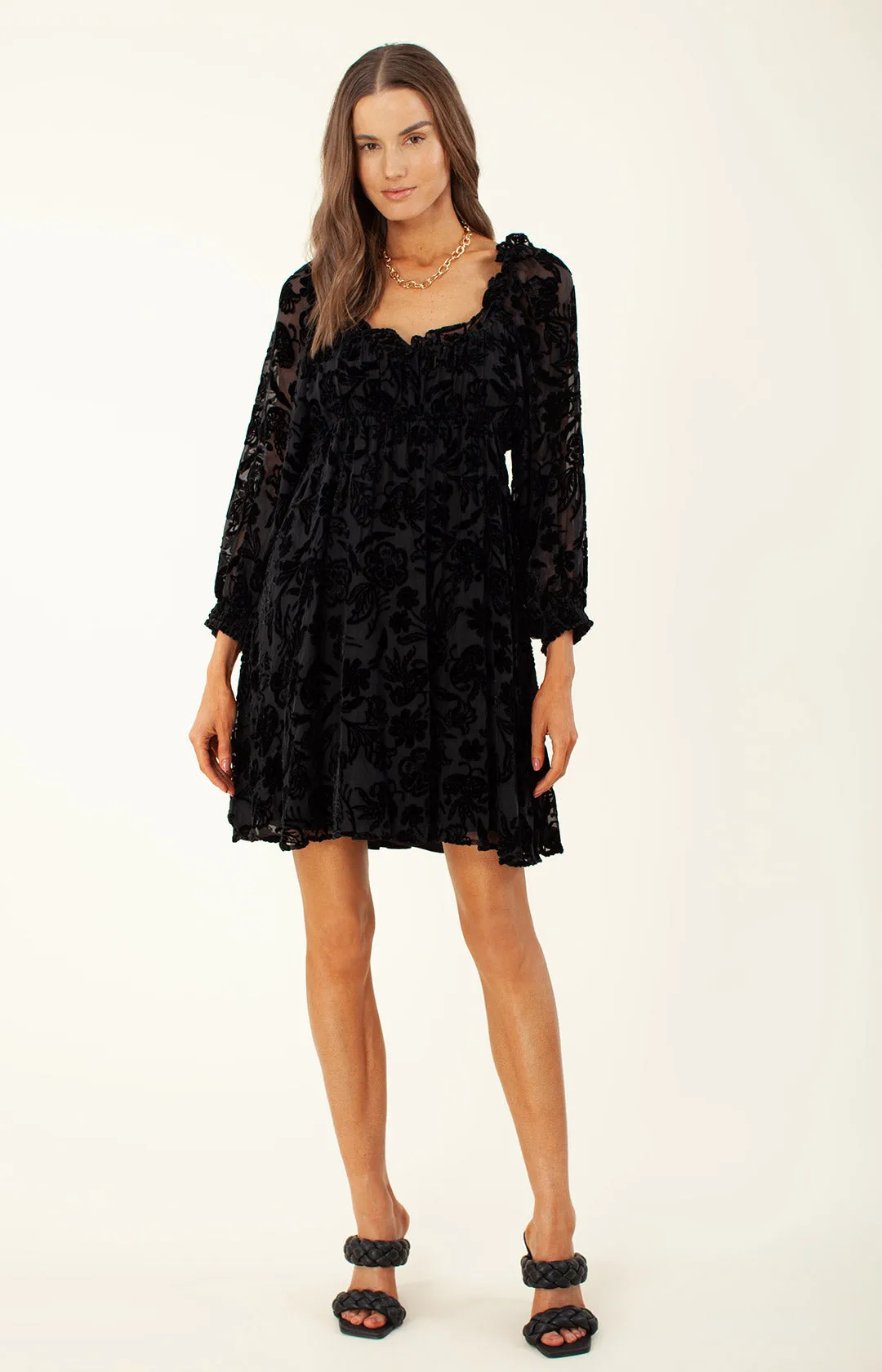 Narva Solid Velvet Burnout  Dress