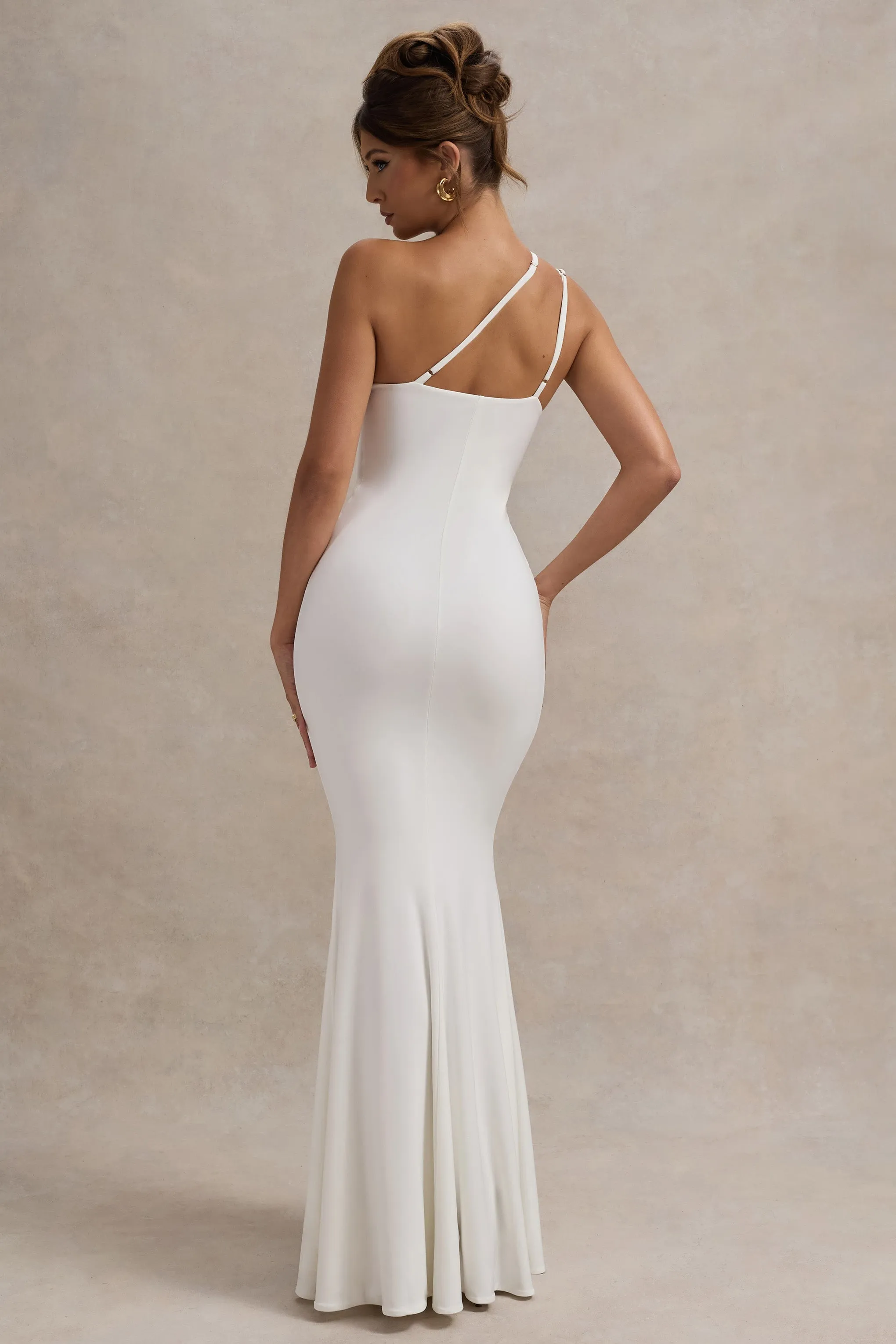 Neroli | White Strapless Asymmetric Twisted Maxi Dress