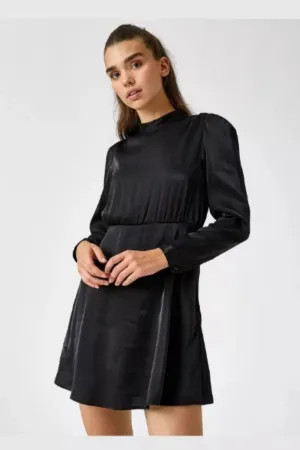 New In Town Black Close Neck Dress